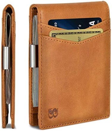 SERMAN BRANDS Money Clip Wallet - Mens Wallets slim Front Pocket RFID Blocking Card Holder Minimalist Mini Bifold.