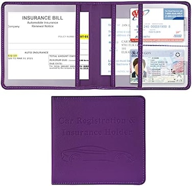 Cacturism Car Registration and Insurance Holder, Vehicle Glove Box Car Organizer Men Women Wallet Accessories Case for Cards, Essential Document, Driver License.