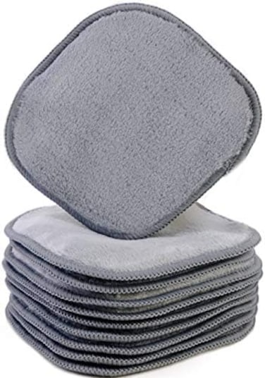 POLYTE Premium Hypoallergenic Chemical Free Microfiber Fleece Makeup Remover and Facial Cleansing Cloth, 5 x 5 in, 10 Pack (Gray.