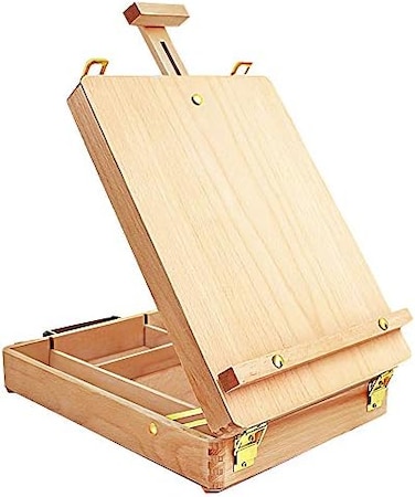 MIRATUSO Tabletop Easel Art Easel Desktop Easel for Painting, Premium Wooden Sketchbox Easel, Desktop Painting Easel for Student Artist Beginner.