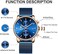 GOLDEN HOUR Mens Watch Fashion Sleek Minimalist Quartz Analog Mesh Stainless Steel Waterproof Chronograph Watches for Men with Auto Date.