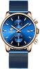 GOLDEN HOUR Mens Watch Fashion Sleek Minimalist Quartz Analog Mesh Stainless Steel Waterproof Chronograph Watches for Men with Auto Date.