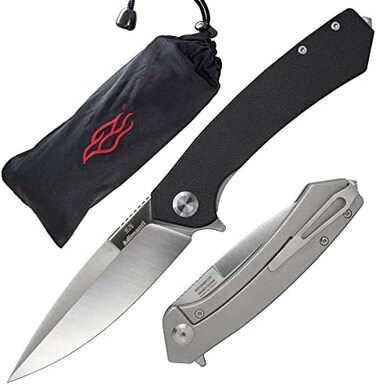 Firebird GANZO Adimanti Skimen Pocket Folding Knife G10 Handle with Clip and Glass Breaker D2 Steel Blade Hunting Fishing Camping Outdoor EDC Knife (Black.