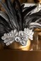 BABEYOND Carnival Feather Headpiece Showgirl Headband Women's Feather Pageant Headband 1920s Flapper Headband (Black.