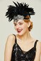 BABEYOND Carnival Feather Headpiece Showgirl Headband Women's Feather Pageant Headband 1920s Flapper Headband (Black.
