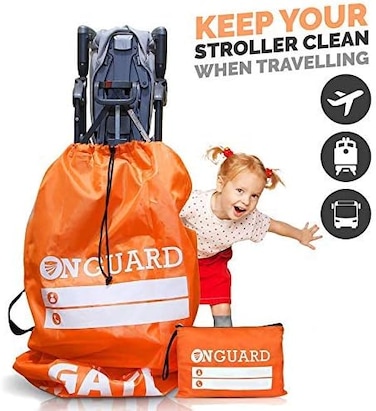OnGuard - Double Stroller Bag with Storage PouchStroller Travel BagWaterproof Rip-Resistant PolyesterCompact Foldable Gate Check Cover for StrollersUniversal Baby Stroller Bag for Airplane.