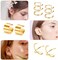 Roctee 18 Pairs Ear Cuff, 6 Styles Cartilage Clip On Earrings Set Stainless Steel Ear Clip Fake Cartilage Earring Non Piercing Helix Cartilage Ear Clip Gold/Silver/Rose, Stainless Steel, 无宝石.