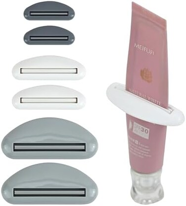 EIKS 6 Sets Tube Squeezer Clip for Toothpaste, Hand Cream, Paint Tube, Cosmetics, Easy PressReduces Waste.