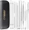 MENOLY (silver- 10 Pcs Blackhead Remover (Silver, Comedone Pimple Extractor Tool, Acne Kit for Blackhead, with Leather Bag.
