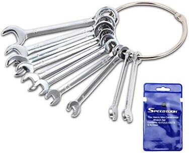 SPEEDWOX Small Wrench Set Metric Wrench Sets 10 Pcs 4-11mm Mini Combination Wrench Sets Open and Box End Wrench Set Ignition Wrenches Mini Wrench Set with Portable Storage Pouches and A Ring.