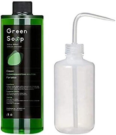 Dragon Art 16. 9oz Green Soap Prep Wash with 8oz Squeeze Bottle For Tattoos and Piercings.