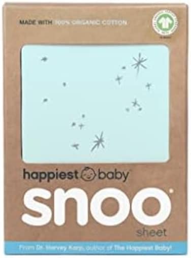 Happiest Baby SNOO Bassinet Fitted Sheet - 100% Organic Cotton Nursery Bedding - Fits SNOO Sleeper Crib Mattress (Teal Galaxy.