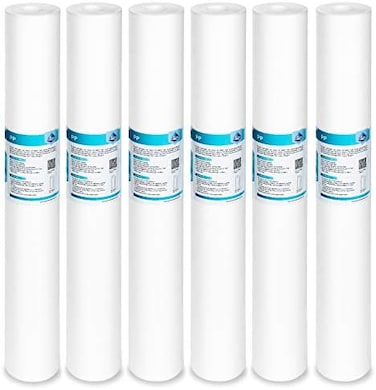 خرطوشة بديلة من البولي بروبيلين لفلتر المياه الرسوبي من شركة Membrane Solutions، مقاس 20 بوصة × 2.5 بوصة، لنظام فلترة المنزل بالكامل - عبوة من 6 قطع.