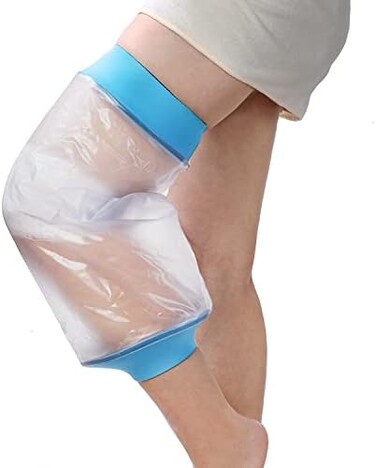 Asunby sunby Knee Cast Cover for Shower, Waterproof Shower Bandage Cast Protector for Knee Replacement Surgery, Wound, Burns Watertight Protection Reusable.