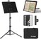 K KASONIC - Dual-Use Folding Sheet Music StandDesktop Book Stand with Portable Carrying Bag, Sheet Music FolderClip Holder (Black.