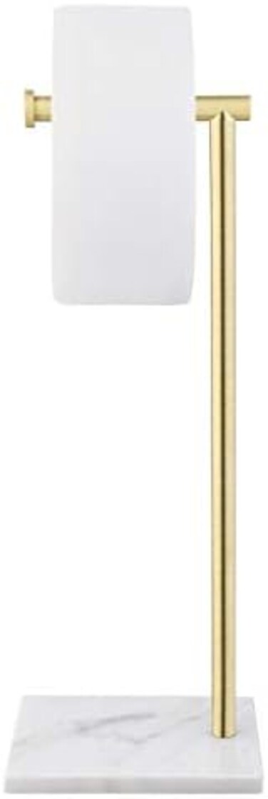KES Toilet Roll Holder Free Standing Bathroom Tissue Paper Holder with Marble Base Freestanding Heavy Duty SUS304 Stainless Steel Brushed Gold, BPH285S1-BZ.