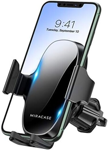 Miracase Phone Holders for Your Car with Newest Metal Hook Clip, Air Vent Cell Phone Car Mount, Hands Free Universal Automobile Cradle Fit for iPhone Android and All Smartphones, Classic Black.