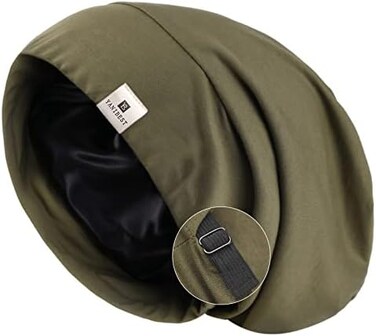 YANIBEST Silk Satin Bonnet Hair Cover Sleep Cap - Adjustable Stay on Silk Lined Slouchy Beanie Hat for Night Sleeping.