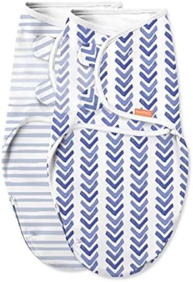 SwaddleMe Luxe Easy Change Swaddle &ndash; Size Small/Medium, 0-3 Months, 2-Pack (Water Color Indigo.