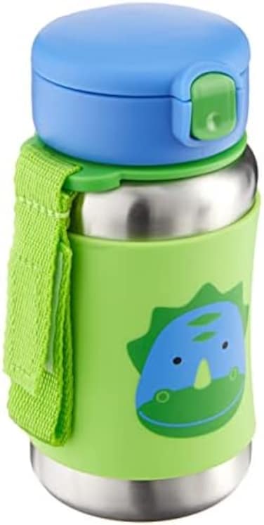 Skip Hop Toddler Sippy Cup with Straw, Zoo Stainless Steel Straw Bottle, Dino.