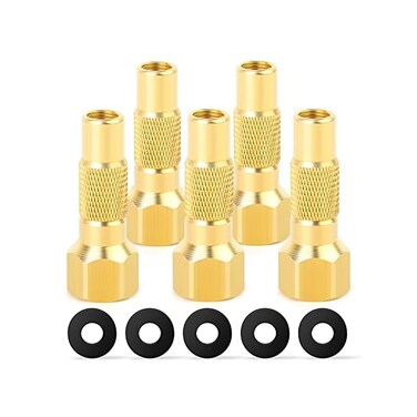 MEANLIN MEASURE Tire Air Chuck,1/4' FNPT Heavy Duty Screw-On Brass Tire Air Chuck for Tire Scale Compressor Accessories Twist-on Chucks(Pack 5 pcs.