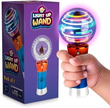 IPIDIPI TOYS Spinning Light Up Wand for Kids in Gift Box, Rotating LED Toy Wand Stocking Stuffers for Boys and Girls, Magic Sensory Toys for Autistic Children, Best Birthday Gift for 4th of July 3, 4,