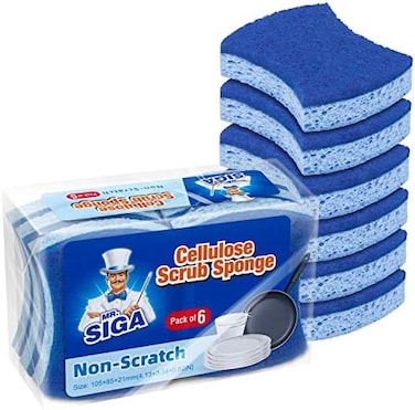 MR.SIGA MR. SIGA Non-Scratch Cellulose Scrub Sponge, Dual-Sided Dishwashing Sponge for Kitchen, 12 Pack.