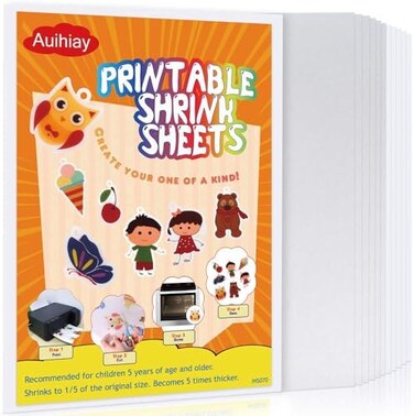 Auihiay 12 Pieces Printable Shrinky Plastic Sheets, Shrink Films Papers for Kids Easter Ornament, 6 White and 6 Semitransparent, 8. 3 x 11. 6 inch / 21 x 29. 5 cm.