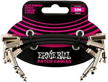Ernie Ball Flat Ribbon Patch Cable 3-Pack, 3 in, Black (P06220.