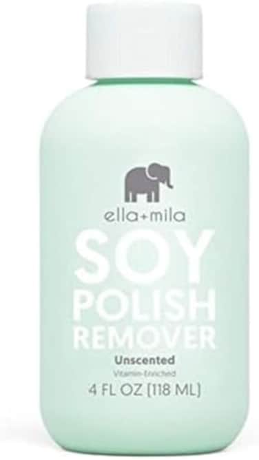 ella+mila ellamila Soy Nail Polish Remover Non-Acetone Nail Polish Remover - Non-Toxic Fingernail Polish Remover - For Natural Nail Polishes - UnscentedEnriched With Vitamins A, CE(4 fl ozTeal.