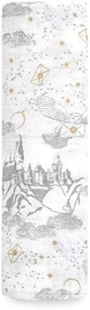aden + anais adenanais 100% cotton Muslin SwaddleReceiving Blanket for GirlsBoys, 120x120cm, Ideal NewbornInfant Swaddling Wrap, Perfect Shower Gift, Single, Harry Potter iconic.