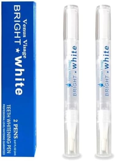 VENUS VISAGE Teeth Whitening Pen(2 Pens, 20Uses, EffectivePainless, No Sensitivity, Travel-Friendly, Easy to Use, Beautiful White Smile, Natural Mint Flavour.