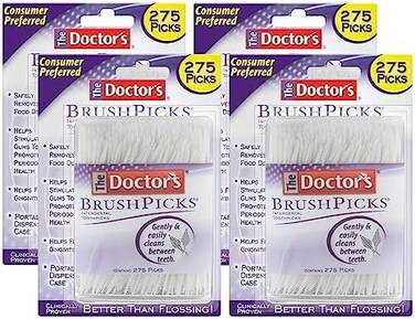 The Doctor's BrushPicks Interdental Toothpicks, 1,100 Picks, 4 Pack of 275 Picks.