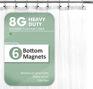 Barossa Design Shower Curtain Liner with 6 Weighted Magnets - Heavy Duty PEVA Plastic Shower Curtain for Bathroom, Waterproof VinylSee Through Shower Liner, Metal Grommets - Clear, 72x72.