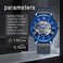 Dentily Men's Skeleton Watch Classic Roman Numeral Steampunk Mechanical Watch Hand-Wind Mens Watches (Blue.