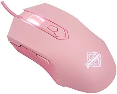 Lomiluskr AJ52 Gaming Mouse Wired, 7 Programmable Buttons, Computer Mice with RGB LED Backlit, 200-4800 DPI Adjustable,for Windows/Mac OS/Linux (Pink.