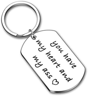 VANLOVEMAC Valentines Day Gifts For Boyfriend Him Naughty Funny I love You Gifts For Husband Mens One Year Anniversary Birthday Gifts For Women Men You Have My Heart Key Chains, Sliver, M.