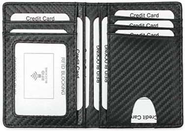 Dorras Slim Wallet - Minimalist Bifold Front Pocket Wallets RFID Blocking Credit Card Holder With ID Window for Men Women - Black, Carbon Fiber Black, one-size, Minimalist.