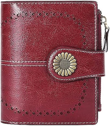 SENDEFN Small Womens Wallet Leather Bifold Card Holder RFID Blocking with Zipper Coin Pocket.