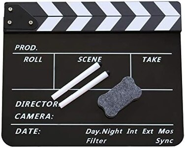 Snnisttek Coolbuy112 Movie Directors Clapboard, Photography Studio Video TV Acrylic Clapper Board Dry Erase Film Slate Cut Action Scene Clapper with a Magnetic Blackboard Eraser and Two Custom Pens, B