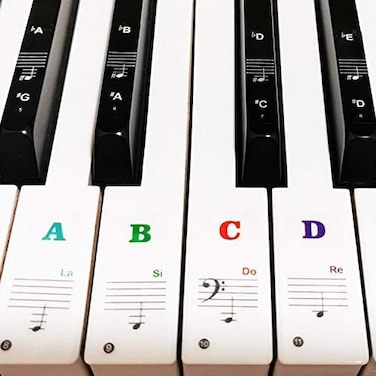 Coyaho Piano Keyboard Stickers for 88/61/54/49/37 Key, Bold Large Letter Piano Stickers for Learning, Removable Piano Keyboard Letters, Notes Label for Beginners and Kids, Multicolor.