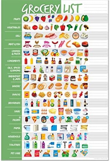 Elwyn Life Visual Grocery List Magnet Pad for Fridge - Shopping List Magnetic Note Pad For Fridge - 6 x 9" - 50 Sheets - Meal Planner, To Do List Notepad, Weekly Planner MenuMemo Pad - Gifts for Mom,