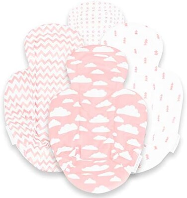 BaeBae Goods Infant Insert Compatible with 4Moms MamarooRockaroo Car Seat Insert 2 Pack Reversible Infant Car Seat Insert Soft Plush Minky Car Seat Head Support Insert.