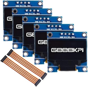 GeeekPi 5PCS 0. 96 Inch OLED Module 12864 128x64 White Driver IIC Serial Display Board Module for Arduino, Raspberry Pi,Beagle Bone Black.