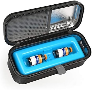 SHBC Medical Cooler Insulin Vial Carrying Travel Case Protector for Diabetic with One Ice Pack Black.