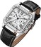 Gute Mens Watches, Mechanical Calendar Automatic Self-Winding Roman Numeral PU Leather Wrist Watch with Blue Hands.