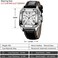 Gute Mens Watches, Mechanical Calendar Automatic Self-Winding Roman Numeral PU Leather Wrist Watch with Blue Hands.