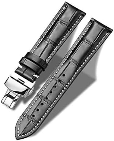 Moran Genuine Leather Band Alligator and Cowhide Replacement Deployment Buckle Watch strap18mm to 24mm Crocodile Leather Strap for Men's and Women's.