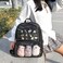 SteamedBun Ita Bag Double Window Candy PU Leather Backpack Kawaii Pins Bag (Black-Large.
