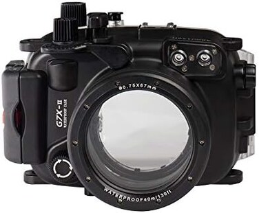 غطاء حماية مقاوم للماء لكاميرا كانون G7X Mark II تحت الماء حتى عمق 40 مترًا/130 قدمًا (غطاء مزود بفلتر أحمر).